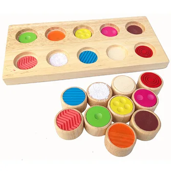 Zgodnje Učenje Izobraževalne Igrače Za Otroke Montessori Senzorično Dotik, Občutek Vlak Orodij Za Barvno Ujemanje Igre, Lesene Igrače
