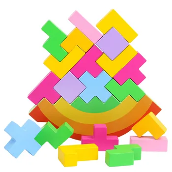 Zibanje zlaganje višina lesena gradnja blokov, igrače za Otroke Ravnotežje igre Kids' Nadstropje Igre Tetris Sestavljanje puzzle Igrača bloki
