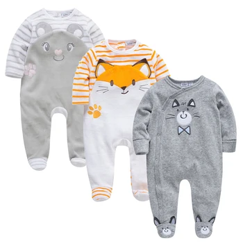 Zimske igralne obleke 3 kos/veliko Srčkan Živali Mozaik Bombaž Dojenčki Dekle Jumpsuit Novorojenčka Pižami