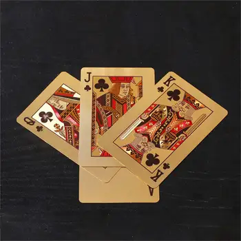 Zlati Igralne Karte, Zlata Folija Igranje karticami Sim Igra 24K Gold Plastično Folijo Poker Trajne Nepremočljiva Kartico Za Ekipo na Prostem