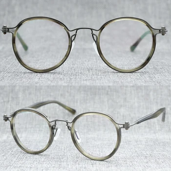 Čistega Titana Acetat Eye Glasses Okvir Moški Letnik Krog Recept Za Očala Wommen Japonski Retro Kratkovidnost Optična Očala