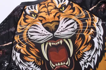 Čisto Nov Compression majica Rashguard Long Sleeve majica s kratkimi rokavi Moški 3D Tiger Fitnes BJJ MMA Delo Nogavice Križ Quick Dry Izpuščaj Stražar