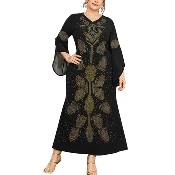 Črna Dolg Rokav Tradicionalni Modni Boubou Afriške Ženske Dolgo Maix Obleke 2021 Kakovosti Dashiki Abaya Muslimanskih Obleke Za Ženske
