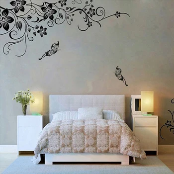 Črni Cvet vinske Trte Stenske nalepke doma dekor velike papirnate rože dnevna soba, spalnica steno dekor nalepki na ozadje