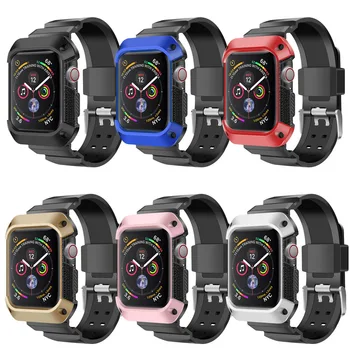 Šport trak Za Apple Watch band Primeru 44 mm 40 mm iwatch Krepak TPU Zaščitni pokrov+Pas za Apple Gledati Serije 5 4 se 6