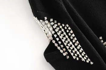 Športna moda divje 2020 pomlad jesen nov trend Feng Shui diamond tassel puloverju majica dolg rokav krog vratu barva