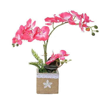 Štiri Stranicami Kad z Dvema Vilice Bonsaj Umetno Cvet Orhideje Phalaenopsis Spraviti Poroko Cvet Svilo Doma Dekor Zaprtih prostorih