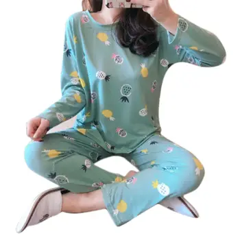 Ženska z Dolgimi Rokavi Pjamas Nastavite Cartoon Živali Sleepwear Svoboden Loungewear L-2XL 62KE