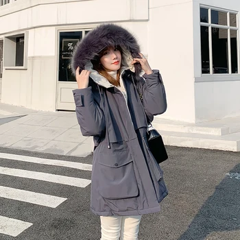 Ženske bombaž-padded jakna ženske 2020 nove zimske mid-dolžina korejskem slogu svoboden študent orodje jopič zimski suknjič bombaž