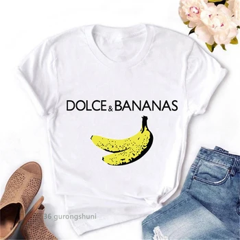 ženske Dolce&banana tiskanja estetsko retro camiseta mujer tshirt poletje korejskem slogu ženska oblačila Srčkan priložnostno dekle tees majica s kratkimi rokavi