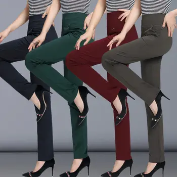 Ženske Hlače 2020 Spomladi Pade Naravnost Hlače Slim Priložnostne Ženski Stretch Hlače črne modni Jeans urad Hlače 4XL 6xL