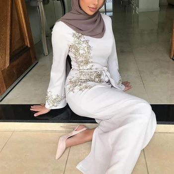 Ženske Muslimanskih Dubaj Abaya Dolg Rokav Maxi Obleko Cvetlični Čipke Beading Splice Turčija Hidžab Haljo Tam Kaftan Islamska Oblačila