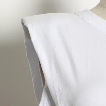 Ženske Poletne Korejski Izrez T-Majice Oblazinjeni Ramenski Brez Rokavov O-Izrez Ženska TShirts Moda Ulične Priložnostne Ženska Majica S Kratkimi Rokavi