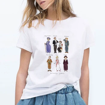 Ženske T-shirt 2020 Downton Abbey Poletje Priložnostne Vrh Ženske O-vratu Kratek Rokav Moda Priložnostne T-shirt HarajukuWomen je Oblačila