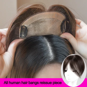 Ženske Toupee Z Srednji Del Šiška Sintetičnih Naravnost Umetno-Material Lase Handwoven Pokrivalo Hairpiece Naravne Lase Clipins