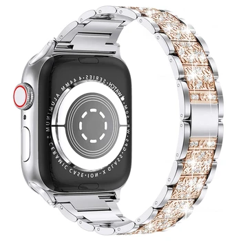 ženske Zapestnica za apple watch 6 se trak 40 mm 44 Bling Diamant iz Nerjavečega Jekla Manšeta za iwatch 38 mm 42mm 5 4 3 trak
