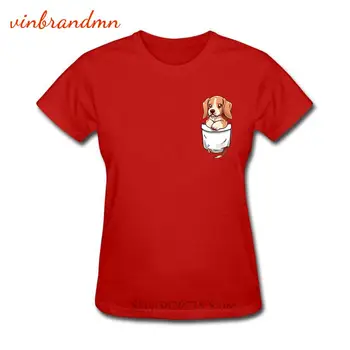 Žep Srčkan Beagle Ženske Natisnjeni Modi T Srajce Hipster Beagle Pocket T-Shirt Bombaža, Kratek Rokav Tees Visoke Kakovosti Camisetas